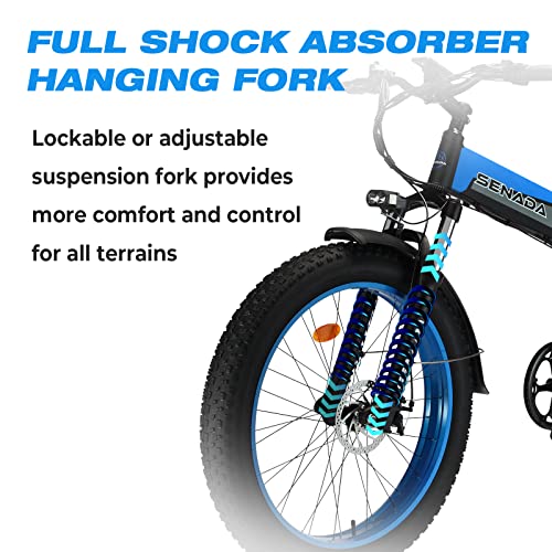 SENADA Folding Fat Tire Electric Bike for Adults, 1000W Electric Bicycle 30MPH 48V 14Ah Battery Travel Portable Folding Ebike
