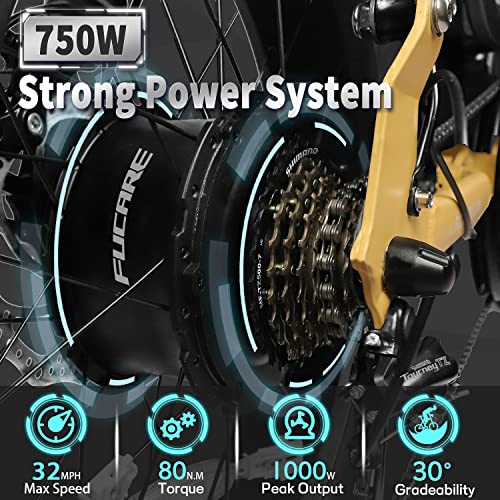 Fucare Libra 750W Electric Bike for Adults 32MPH 48V 20Ah LG Lithium Battery EBike with Full Suspension