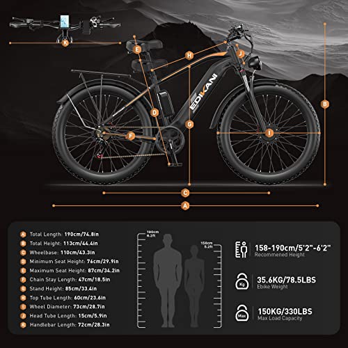 Electric Mountain Bike 26'' Dual Motor 1500W 48V 18A Ebike for Adult