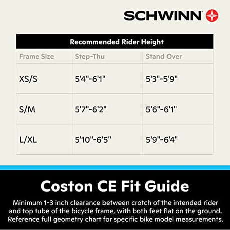 Schwinn Coston CE Adult Electric Hybrid Bike, Small/Medium Step-Thru Frame