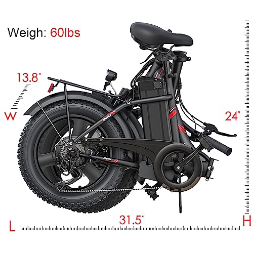 Gopina Electric Bike, 16" x 3.0 Fat Tire Electric Bike for Adults, 350W Folding Electric Bike