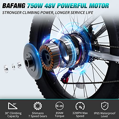 PEXMOR Electric Bike for Adults, 750W Ebike Electric Bicycle for Adults 48V 14AH Removable LG Battery