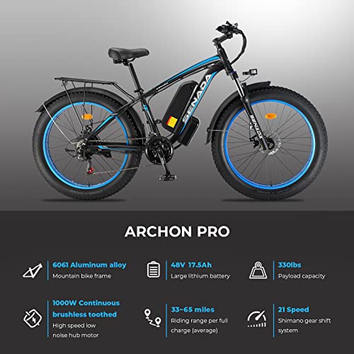 SENADA Electric Bike for Adults 48V 17.5Ah Fat Tire Electric Bikes