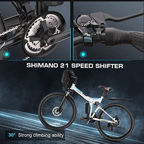 Vivi Folding Electric Bike, Electric Mountain Bike 500W Ebike 26''