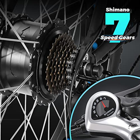 Speedrid Electric Bike 48V 500W Fat Tire Electric Bike Snow Bike 26" 4.0, 48V 10.4Ah