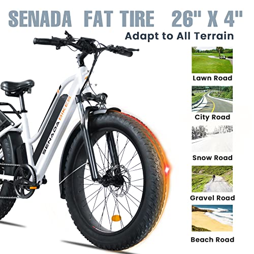 SENADA Electric Bike for Adults, 26" x 4.0 Fat Tire Electric Bikes