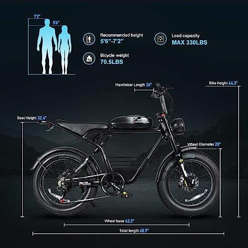 SAMEBIKE 1000W Electric Bike 48V 16Ah Battery Up to 30 MPH & 62 Miles Electric Dirt Bike