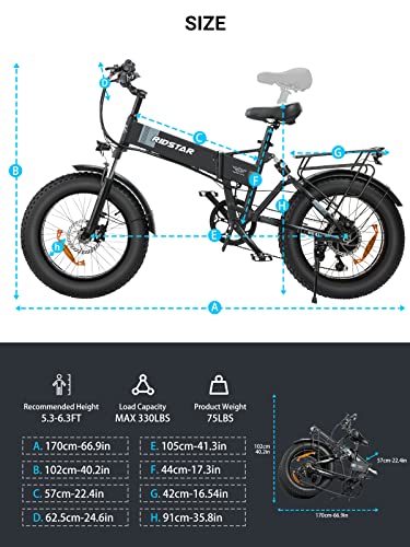 Folding Ebikes for Adults Full Suspension 1000W Motor 48V 14AH Removable Battery