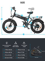 Folding Ebikes for Adults Full Suspension 1000W Motor 48V 14AH Removable Battery