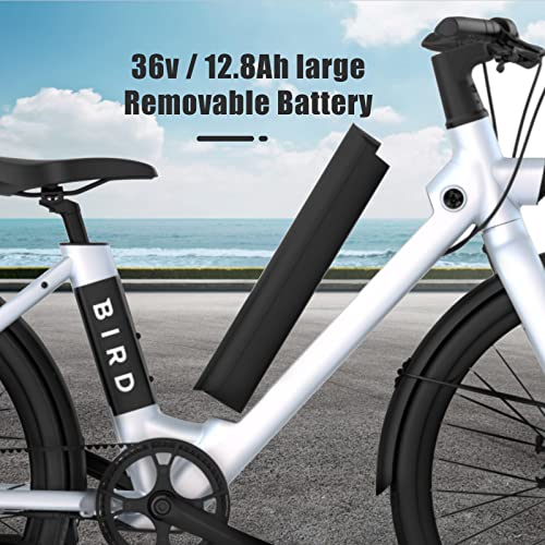 Bird Electric Bike white for adults 500W Motor, 26" Woman Bird EBike Up to 50 MI - 36V Removable Battery