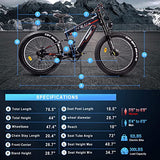 FREESKY Electric Bike 1000W BAFANG Motor Dual Battery 26”Fat Tire Electric Bike
