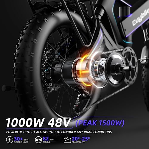 EUY Electric Bike for Adults,Unibody Magnesium Alloy 1000W Motor 48V