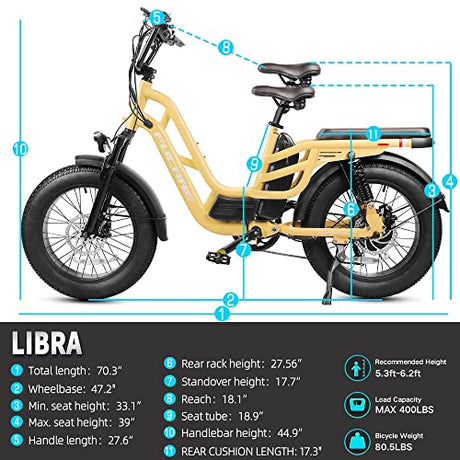 Fucare Libra 750W Electric Bike for Adults 32MPH 48V 20Ah LG Lithium Battery EBike with Full Suspension