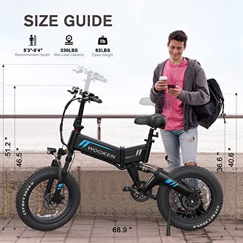 Electric Bike,20"x4" Electric Bike for Adults Fat Tire 500W 20MPH Ebike