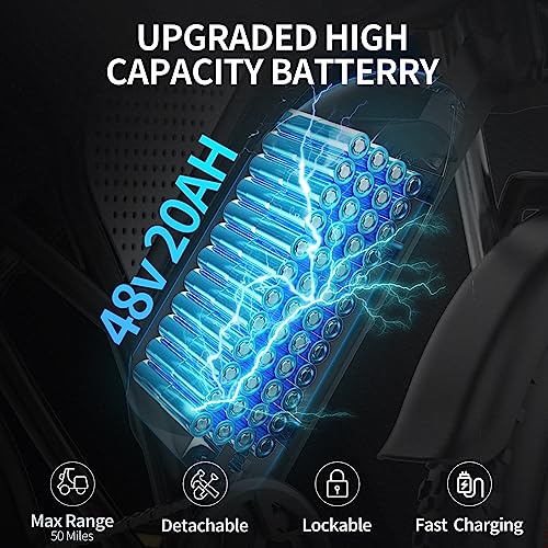 Ridstar Electric Motorcycles for Adults, 1000W 20AH 30MPH Electric Bike 20'' Fat Tire