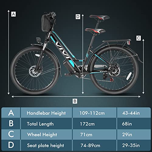 Vivi Electric Bike 500W, 26" Ebike for Adults
