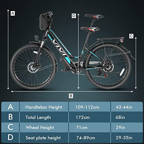 Vivi Electric Bike 500W, 26" Ebike for Adults