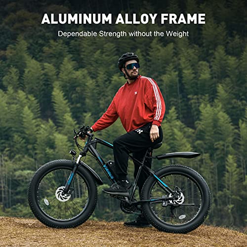 Viribus Electric Bike for Adults, 25mph 40+ Mile Range Fat Tire E Bike with Shimano 21 Speed