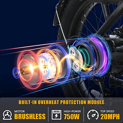 Totem Hauler Electric Bike for Adults, 20"*3.0 Fat Tire Ebike 48V 15Ah