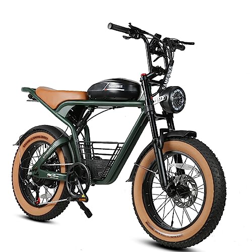 SAMEBIKE 1000W Electric Bike 48V 16Ah Battery Up to 30 MPH & 62 Miles Electric Dirt Bike