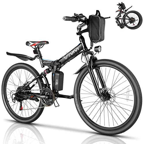 Vivi M026TGB Electric Bike 26" Electric Bike for Adults, Folding Electric Mountain Bike with 500W MotorShock Absorber