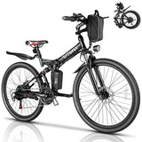 Vivi M026TGB Electric Bike 26" Electric Bike for Adults, Folding Electric Mountain Bike with 500W MotorShock Absorber