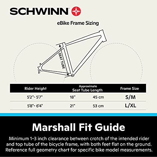 Schwinn Marshall Electric Hybrid Bike for Adults, Large/X-Large Step-Over Aluminum Frame