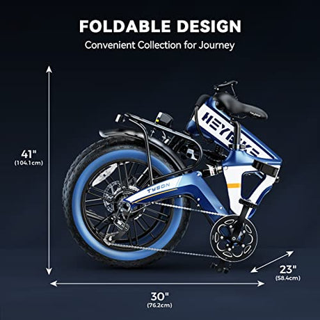 Heybike Tyson Folding Electric Bike Unibody Magnesium Alloy 750W 28MPH 20'' Fat Tire
