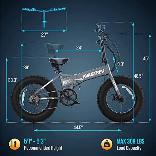 AVANTREK Cybertrack 200 Electric Bike Foldable 20"x4" Fat Tire Electric Bicycle
