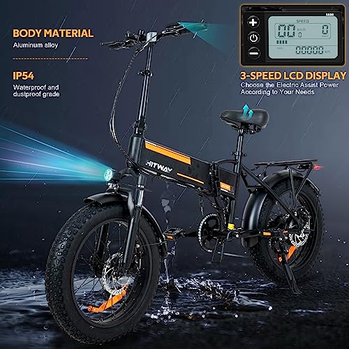 HITWAY Electric Bike for Adults 20" x4.0 Fat Tire Electric Bicycle with 750W Motor