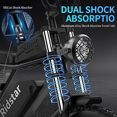 Ridstar Electric Motorcycles for Adults, 1000W 20AH 30MPH Electric Bike 20'' Fat Tire