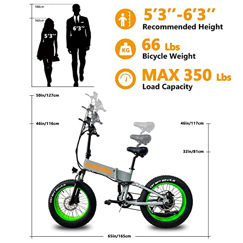 RUNDEER 750W Electric Bike for Adults Electric Bicycle 20in Fat Tire Bike