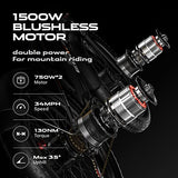 Electric Mountain Bike 26'' Dual Motor 1500W 48V 18A Ebike for Adult