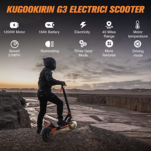 Electric Scooter, Kugookirin G3 Electric Scooter for Adults Powerful 1200W Motor Up to 31 mph