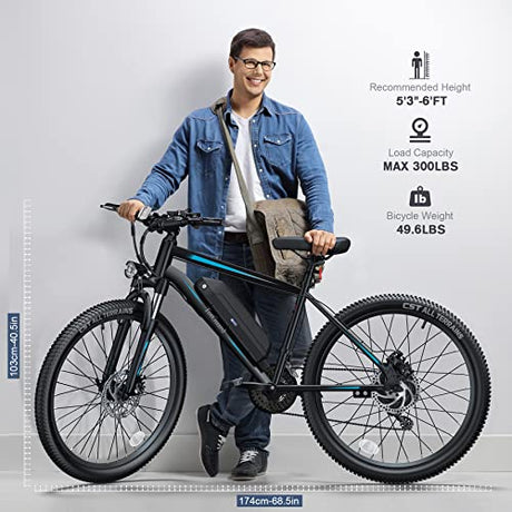 TotGuard Electric Bike, 27.5" Electric Bike for Adults 500W Ebike 21.6MPH Adult Electric Bicycles Electric Mountain Bike