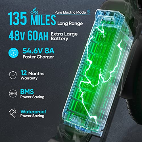 eAhora Juliet 60Ah 1000W Electric Bike for Adults Long Range Electric Bike 20