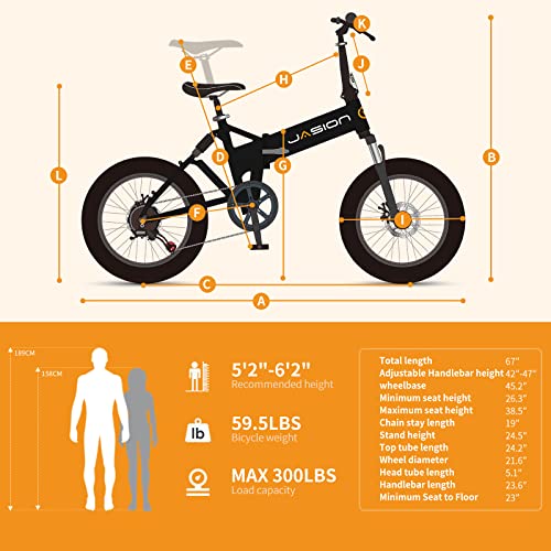 Jasion EB7 2.0 Electric Bike for Adults 2PCS, 500W Motor 20MPH Max Speed