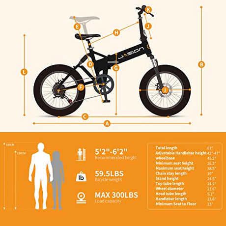 Jasion EB7 2.0 Electric Bike for Adults 2PCS, 500W Motor 20MPH Max Speed