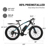 Viribus Electric Bike for Adults, 25mph 40+ Mile Range Fat Tire E Bike with Shimano 21 Speed