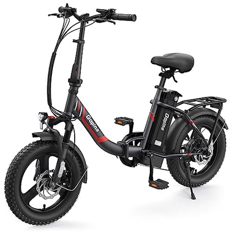Gopina Electric Bike, 16" x 3.0 Fat Tire Electric Bike for Adults, 350W Folding Electric Bike
