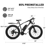 Viribus Electric Bike for Adults, 25mph 40+ Mile Range Fat Tire E Bike with Shimano 21 Speed