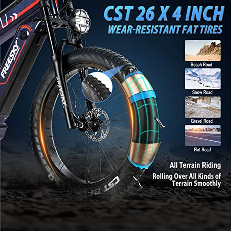 FREESKY Electric Bike 1000W BAFANG Motor Dual Battery 26”Fat Tire Electric Bike