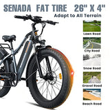 SENADA Saber Electric Bike for Adults, 48V 15Ah Battery 1000W Fat Tire Electric Bike Snow Beach Ebike