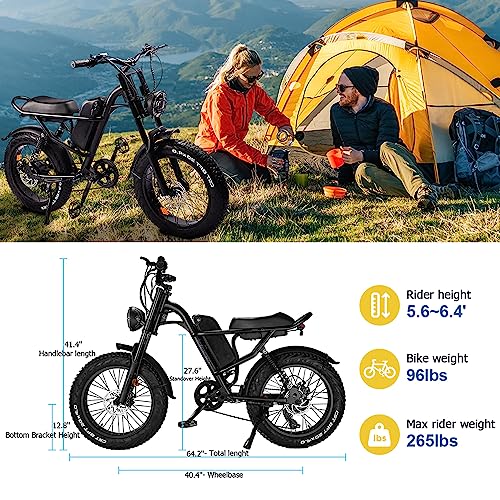 Aizepa Electric Bike for Adults,1000W Electric Motorcycle Dirt Bike,20" x4.0 Fat Tire