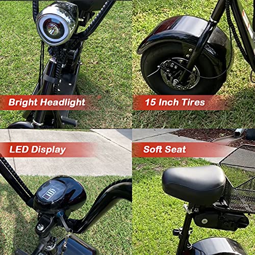Fatboy 800w Rear Hub Motor Electric Scooter with Seat and 15" Pneumatic Tires
