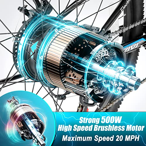 Vivi M026TGB Electric Bike 26" Electric Bike for Adults, Folding Electric Mountain Bike with 500W MotorShock Absorber
