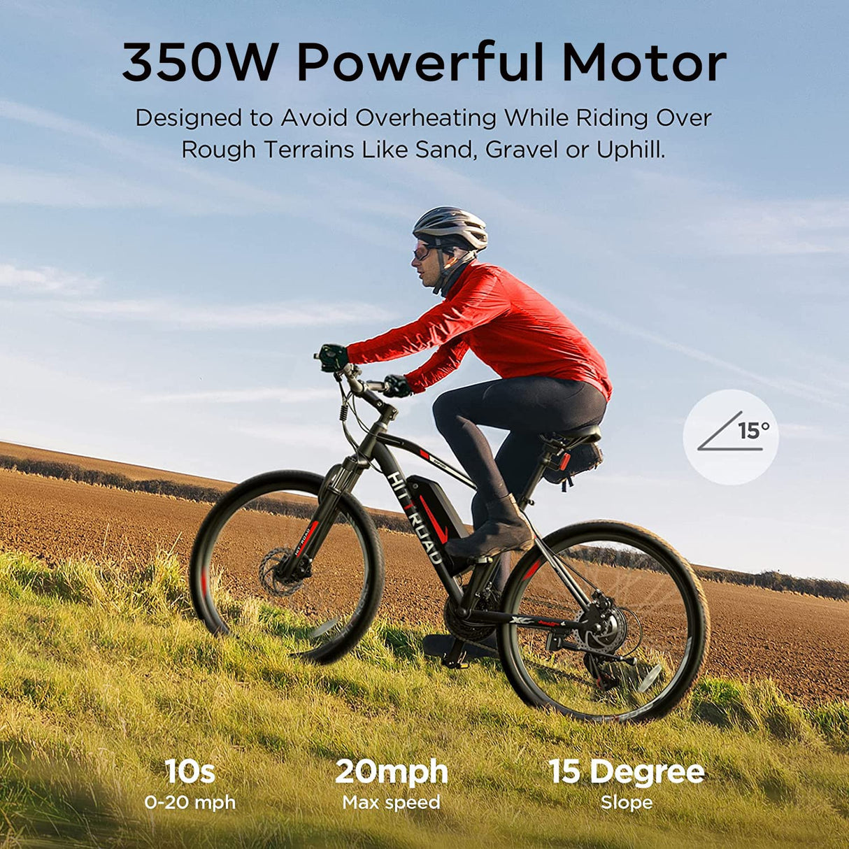 HITTROAD Electric Bike, 350W Powerful Motor with 13AH Removable Battery